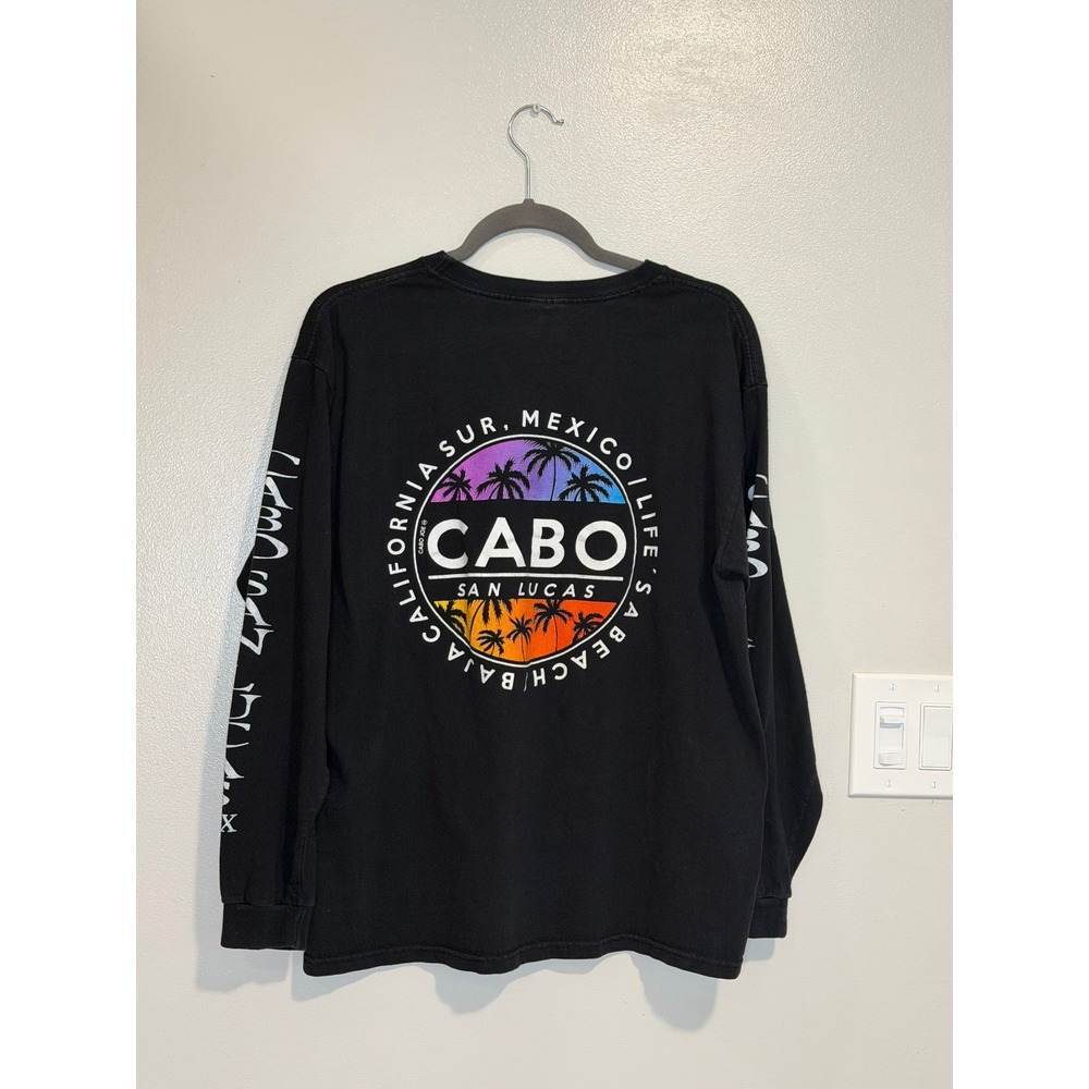 Yazbek Cabo San Lucas Mexico Long Sleeve Graphic T-Shirt Black Mens Large